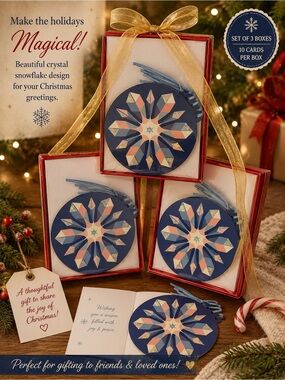 Recollections Navy Blue Crystal Snowflake Holiday Gift Card Boxes (Set of 3)
